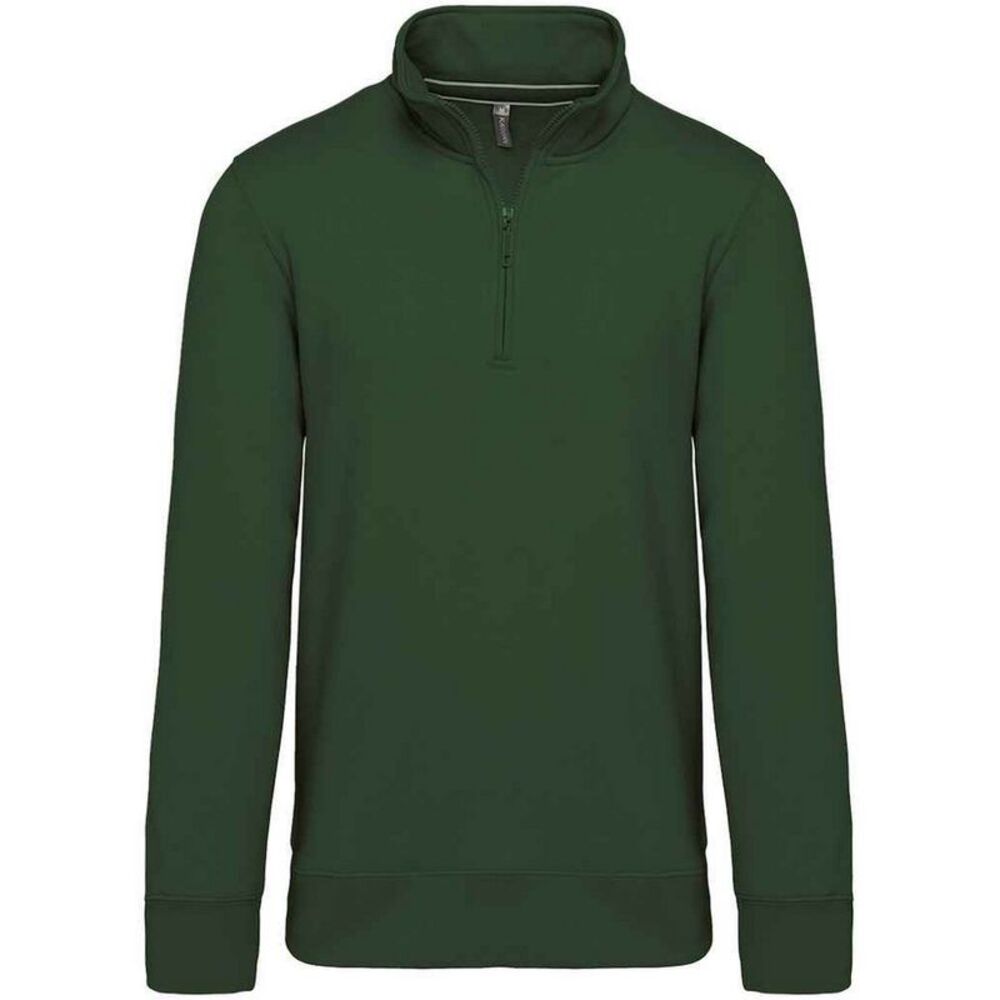 Kariban Mens Zip Neck Sweatshirt / Forest Green